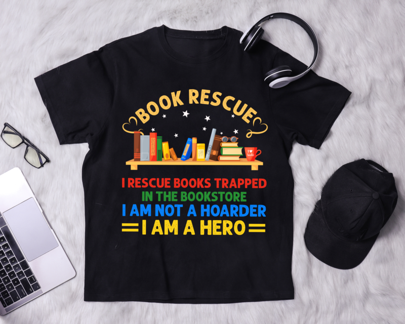 RD Book Rescue Literary Bookworm Book Lovers Men Women Gift T-Shirt