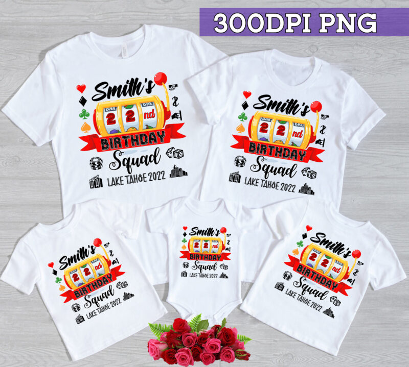 RD Personalized Name and Birthday, Casino Birthday Squad – Slot Machine Casino Trip Birthday Shirt