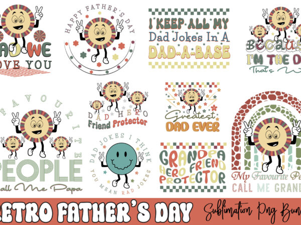 Retro father’s day sublimation bundle t shirt design online