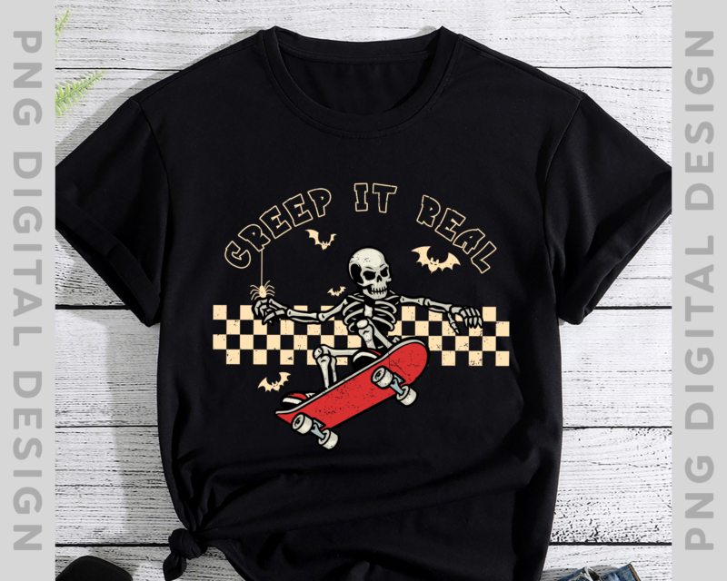 Retro Halloween Skeleton Creep it Real Shirt, Vintage Skeleton Halloween Shirt, Halloween Gift TH