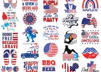4th of july T-shirt Bundle, Designs bundle,30 summer designs for dark material, summer, tropic, funny summer design svg eps, png files for cutting machines and print t shirt designs for