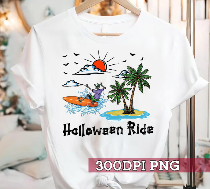 Skeleton Surfing Halloween Gifts Hawaii Hawaiian Men Surfer T-Shirt, Halloween Gift TC 2