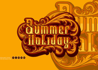 Summer vacation words with engraved ornament border illustration