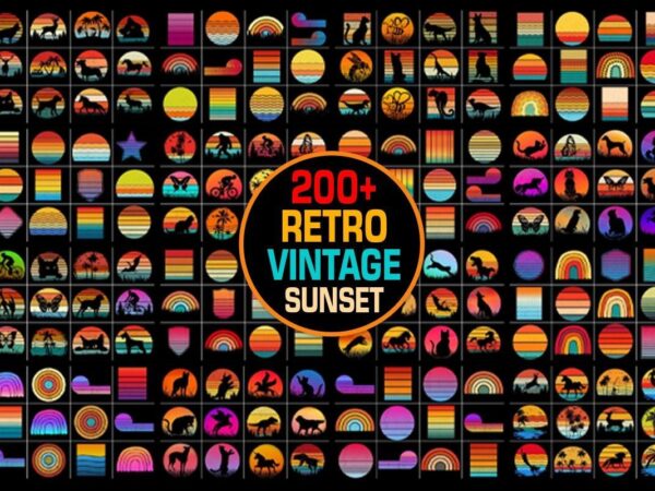 Sunset retro vintage graphic mega bundle