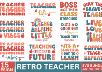Retro Teacher Svg Bundle