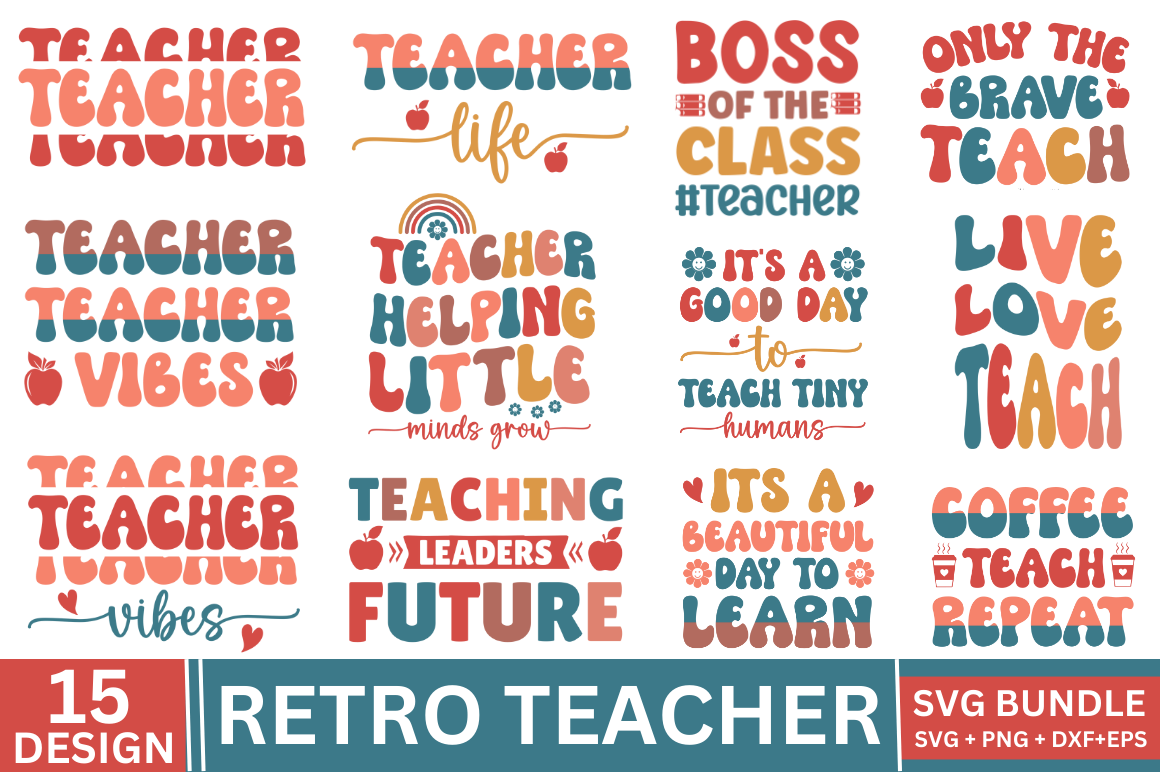 Retro Teacher Svg Bundle - Buy t-shirt designs