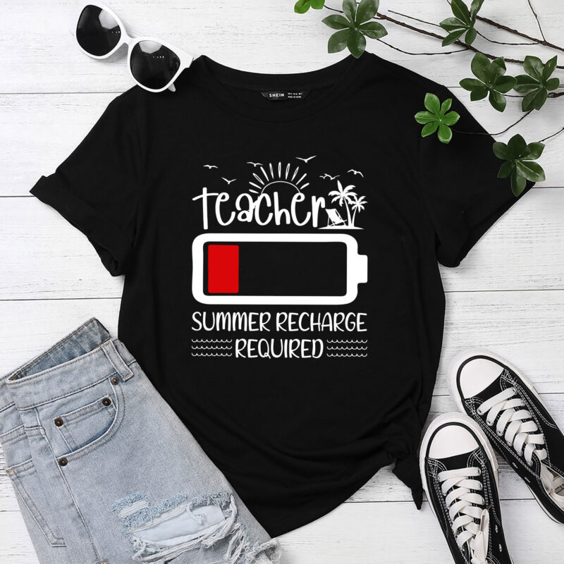 Teacher Summer Recharge Required Last day School Women Funny T-Shirt PC