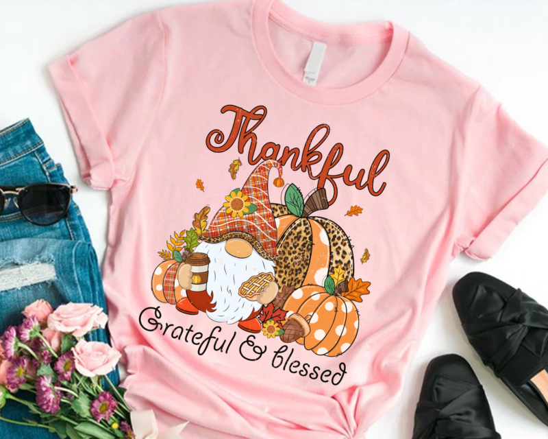 Thanksgiving PNG File For Shirt, Grateful Thankful _ Blessed Design, Thanksgiving Gift, Fall Design, Fall Gift, Gift For Her HH