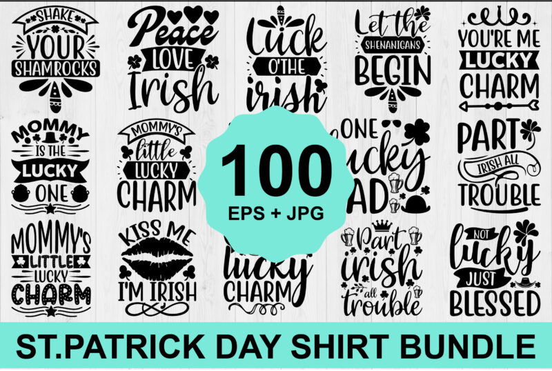 St. Patrick’s Day Shirt Design Bundle Print Template, Lucky Charms, Irish, everyone has a little luck Typography Design