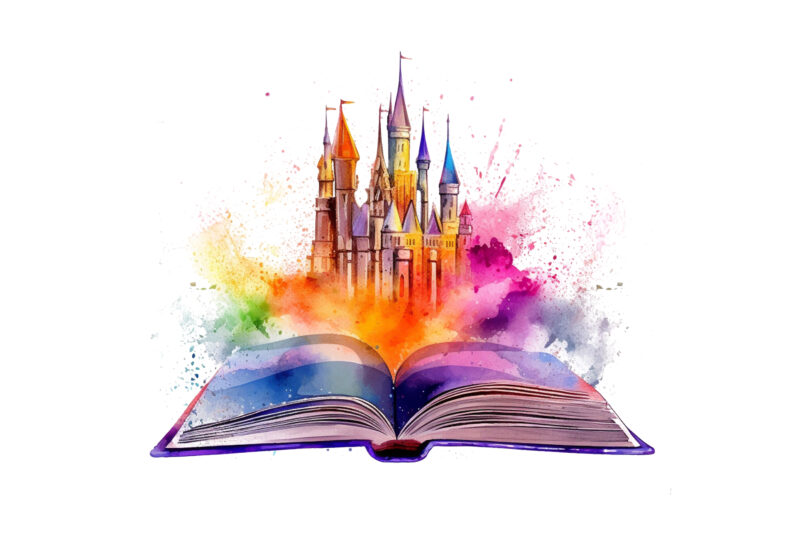 Watercolor Fantasy Books Clipart