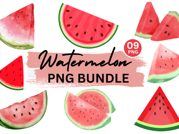 Watercolor watermelon png bundle t shirt design for sale