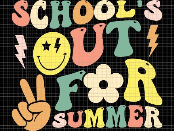 Last day of school groovy schools out for summer teacher svg, schools out for summer svg, last day of school svg, school svg t shirt vector graphic