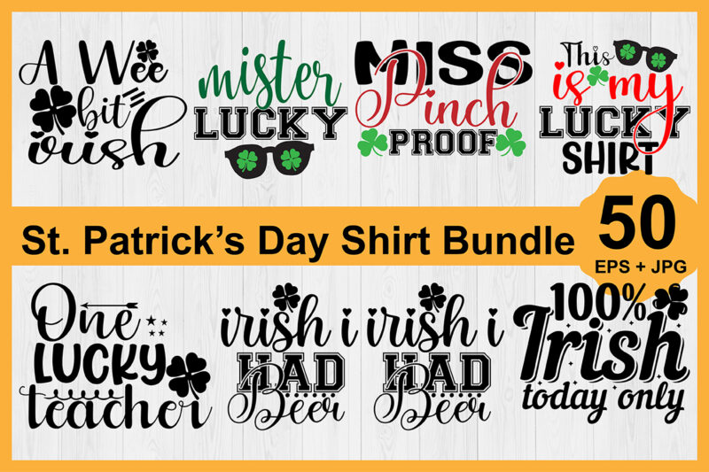 St. Patrick’s Day Shirt Design Bundle Print Template, Lucky Charms, Irish, everyone has a little luck Typography Design