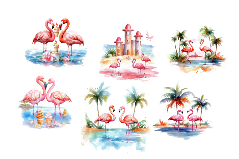 Watercolor flamingo sublimation png t-shirt design By Flamingo