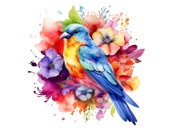 Rainbow flower bird watercolor clipart t shirt design online