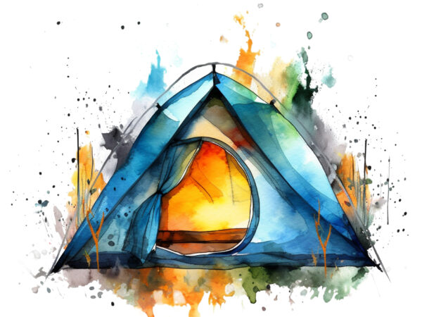 Camping watercolor clipart t shirt vector file