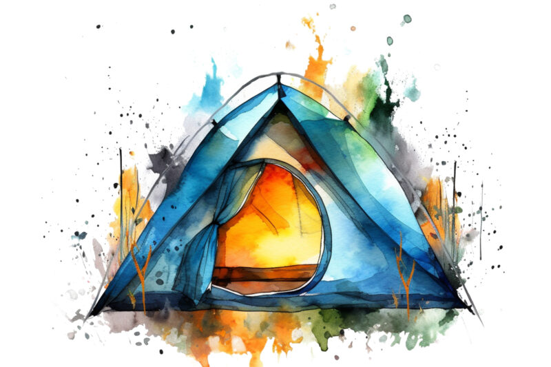 Camping Watercolor Clipart