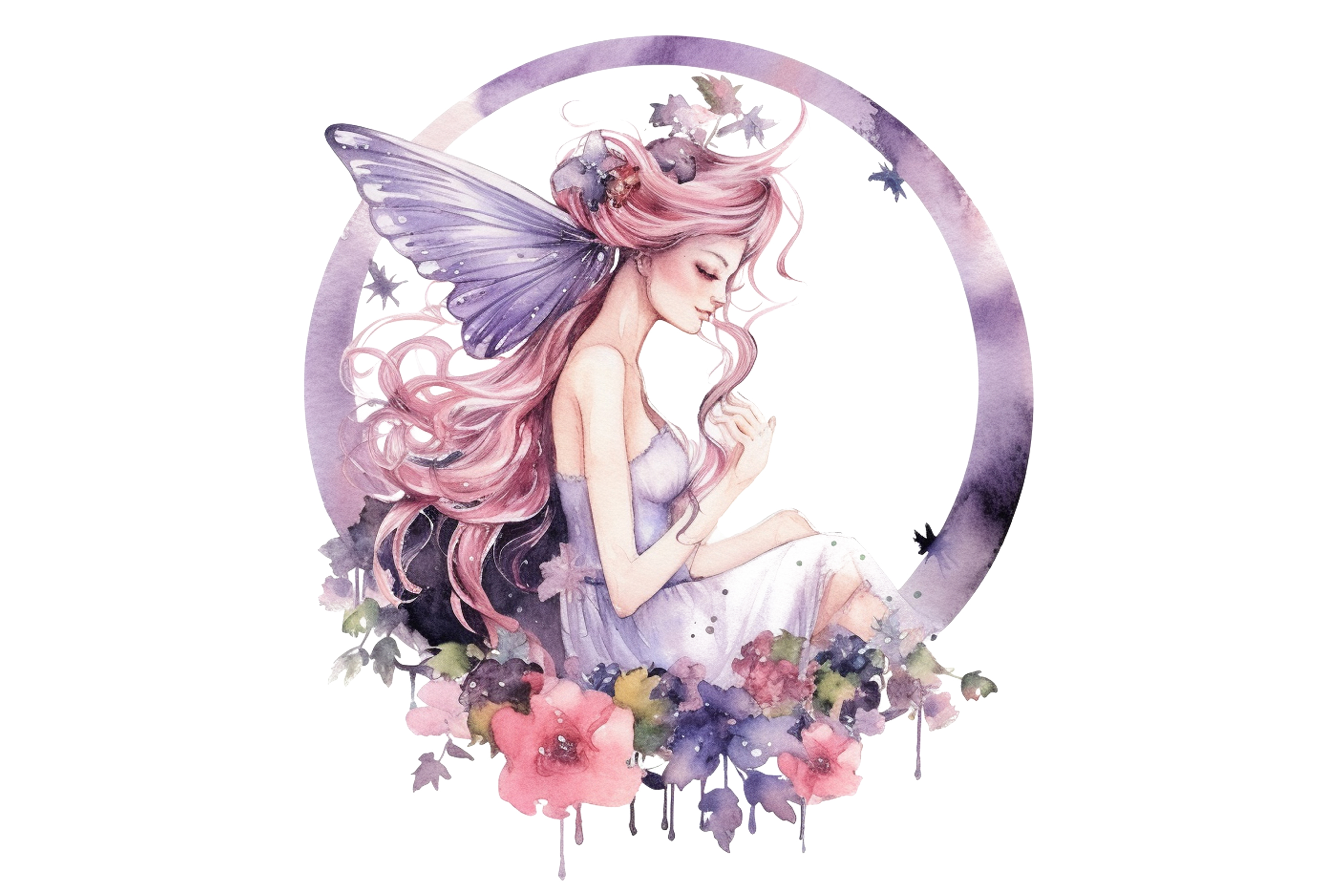 Watercolor Fairy with Flowers clipart - Buy t-shirt designs