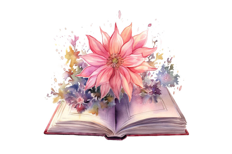 Fairy Flower Book Watercolor Clipart