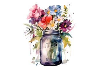 Flowers in Jar Watercolor Sublimation