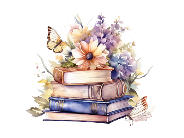 Watercolor fantasy books clipart t shirt design for sale