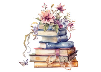 Watercolor Fantasy Books Clipart t shirt design for sale