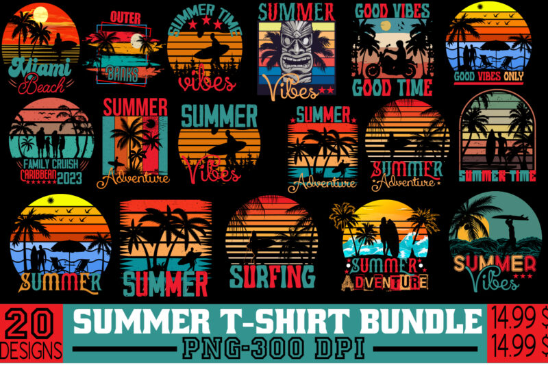 Summer T-shirt Bundle, Adventure T-shirt Bundle,Mountain T-shirt Bundle,120 T-shirt Designs,On sell Design,Big Sell Design,Summer Mega Bundle 160 T-shirt Design, Designs bundle, summer designs for dark material, summer, tropic, funny summer