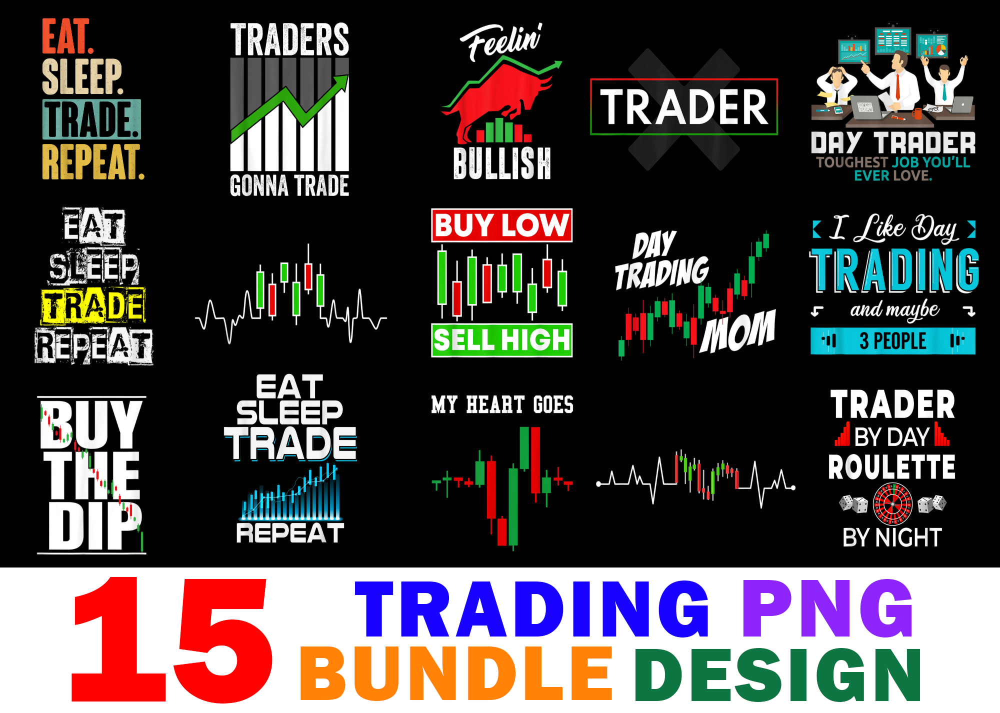 15 Trading Shirt Designs Bundle For Commercial Use Part 2, Trading T ...