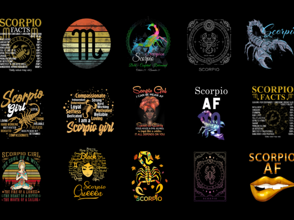 15 scorpio shirt designs bundle for commercial use part 3, scorpio t-shirt, scorpio png file, scorpio digital file, scorpio gift, scorpio download, scorpio design