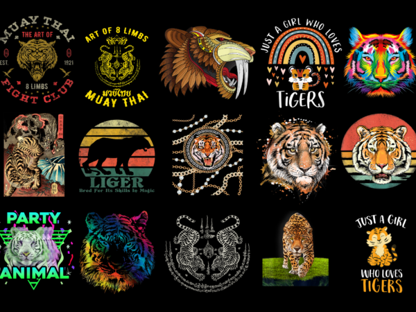 15 tiger shirt designs bundle for commercial use part 3, tiger t-shirt, tiger png file, tiger digital file, tiger gift, tiger download, tiger design