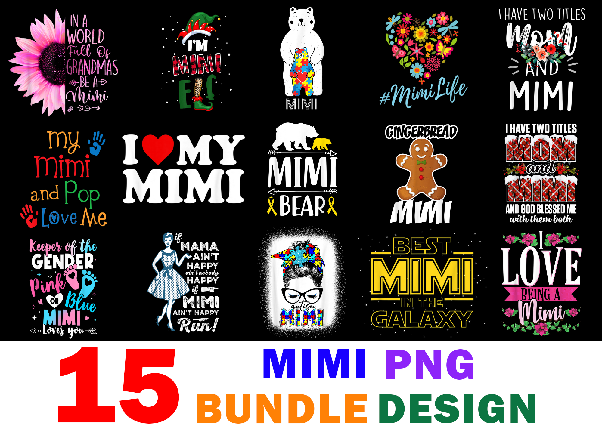 15 Mimi Shirt Designs Bundle For Commercial Use Part 2, Mimi Tshirt