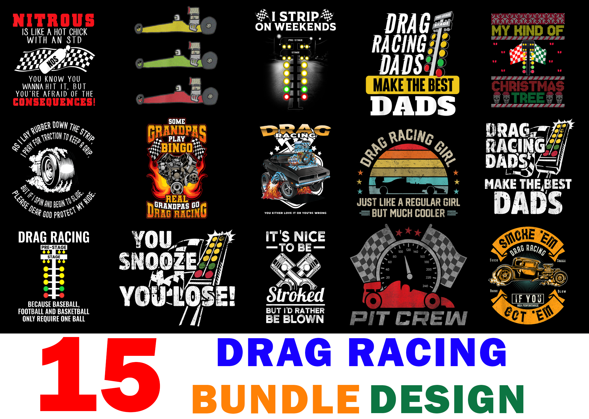 15 Drag Racing Shirt Designs Bundle For Commercial Use Part 2, Drag ...