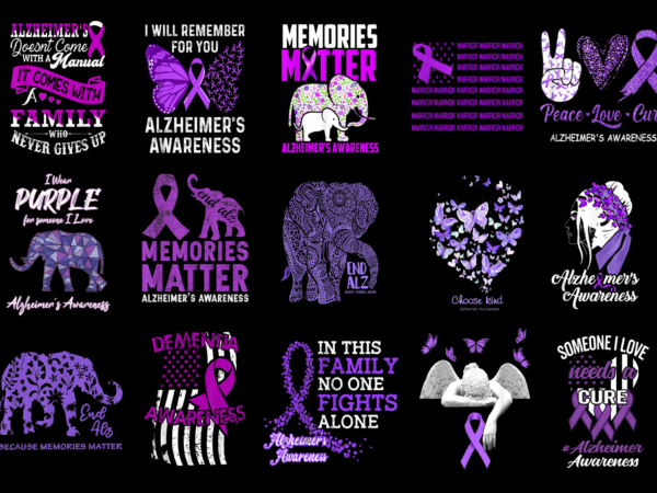 15 Alzheimer Awareness Shirt Designs Bundle For Commercial Use Part 3 ...