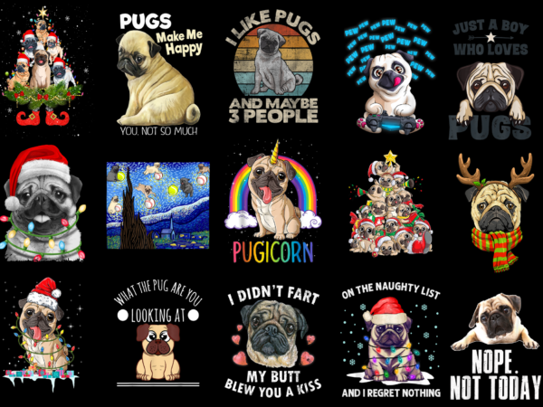 15 pug shirt designs bundle for commercial use part 4, pug t-shirt, pug png file, pug digital file, pug gift, pug download, pug design