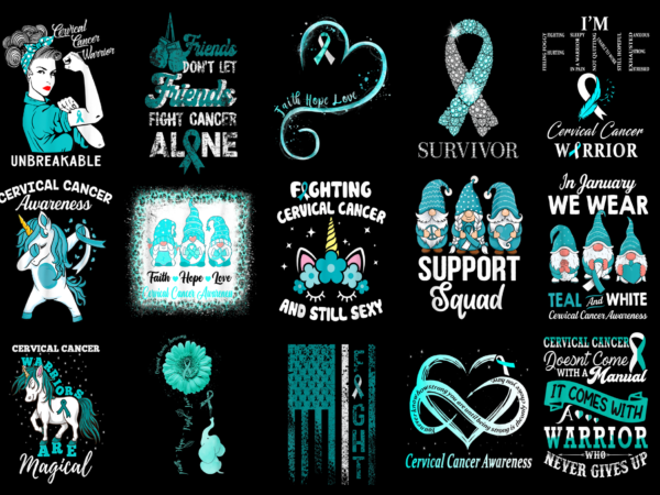 15 cervical cancer awareness shirt designs bundle for commercial use part 3, cervical cancer awareness t-shirt, cervical cancer awareness png file, cervical cancer awareness digital file, cervical cancer awareness gift,