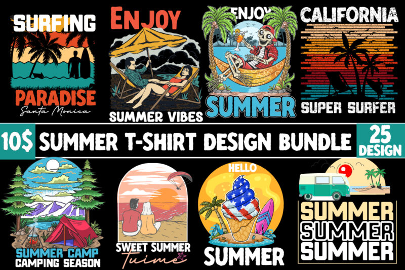 Summer T-Shirt Design Bundle,Summer Vector T-Shirt Design Bundle,Summer Mega T-Shirt Bundle, Summer Camp Summer Season T-Shirt Design, Summer Camp Summer Season Vector T-Shirt Design On Sale, Summer T-Shirt Design, Summer