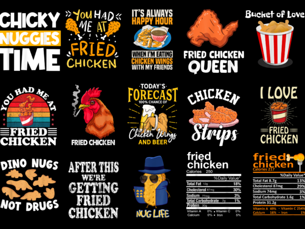 15 fried chicken day shirt designs bundle for commercial use part 1, fried chicken day t-shirt, fried chicken day png file, fried chicken day digital file, fried chicken day gift,