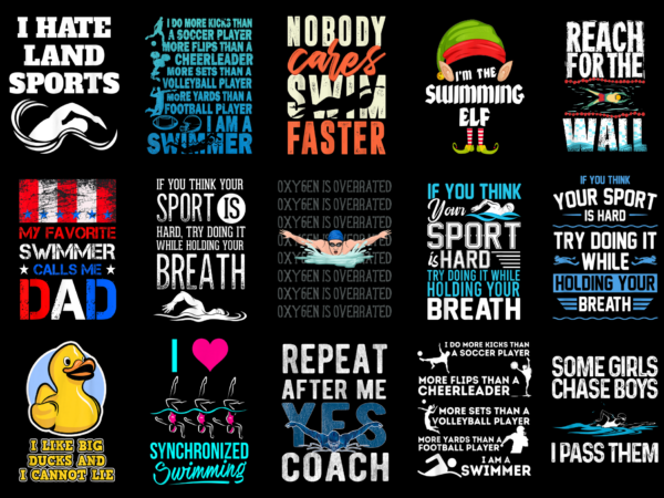 15 swimming shirt designs bundle for commercial use part 2, swimming t-shirt, swimming png file, swimming digital file, swimming gift, swimming download, swimming design