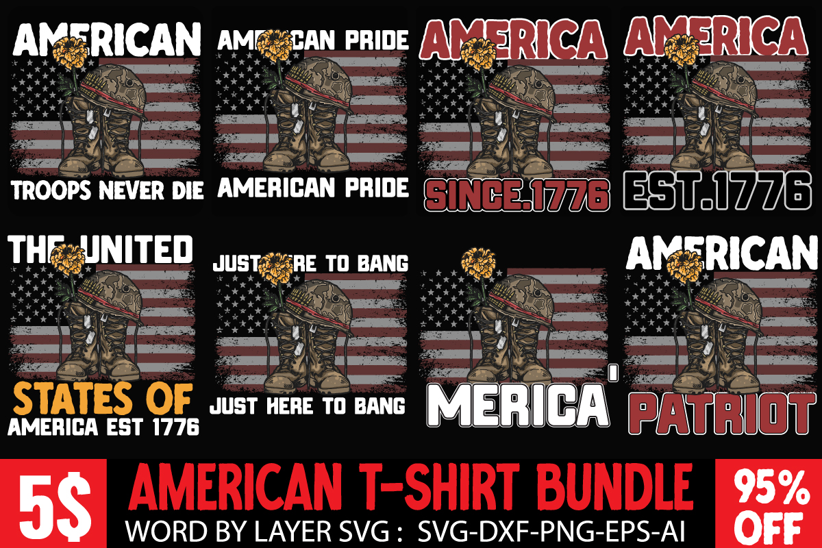 American T-Shirt Design Bundle, American T-Shirt Design Mega Bundle