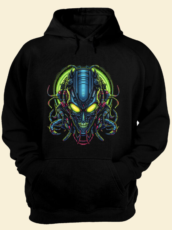 4 PNG Bundle Design Alien Head Cyberpunk T-Shirt Vector