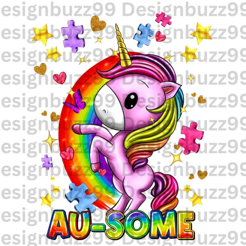 Au-some Unicorn Autism Png Sublimation Design, Unicorn Autism Svg, Unicorn Autism Digital, Autism Awareness Shirt, Autism life png, Autism unicorn Svg