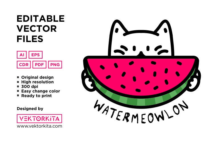 Watermeowlon Watermelon Cat