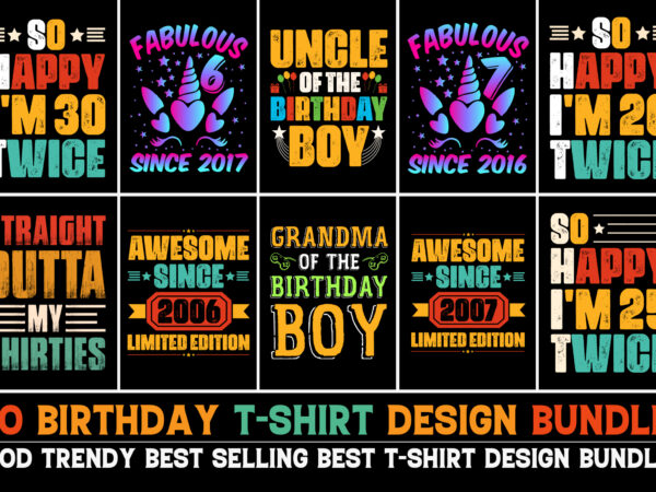 Birthday t-shirt design bundle