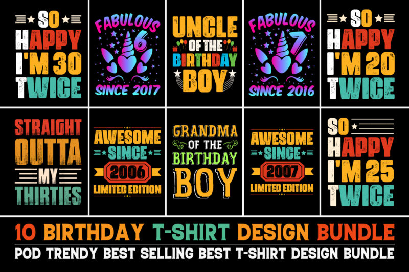 Birthday T-Shirt Design Bundle