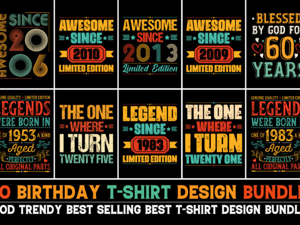 Birthday t-shirt design bundle