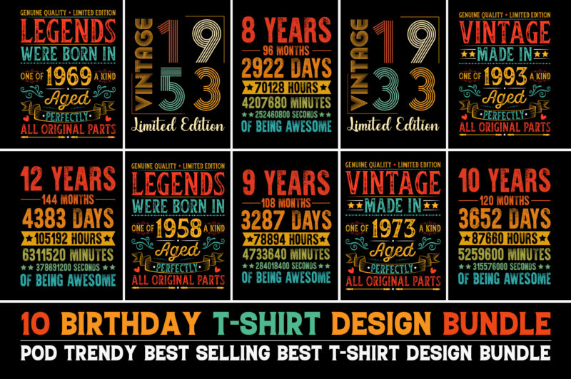 Birthday T-Shirt Design Bundle