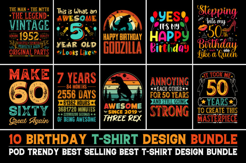 Birthday T-Shirt Design Bundle