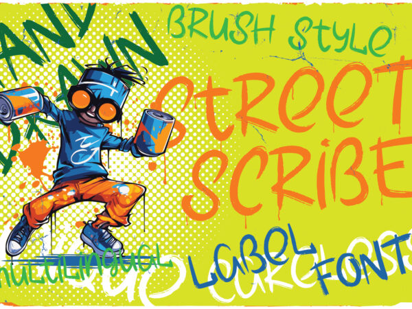 Street scribe font and 6 t-shirts bundle