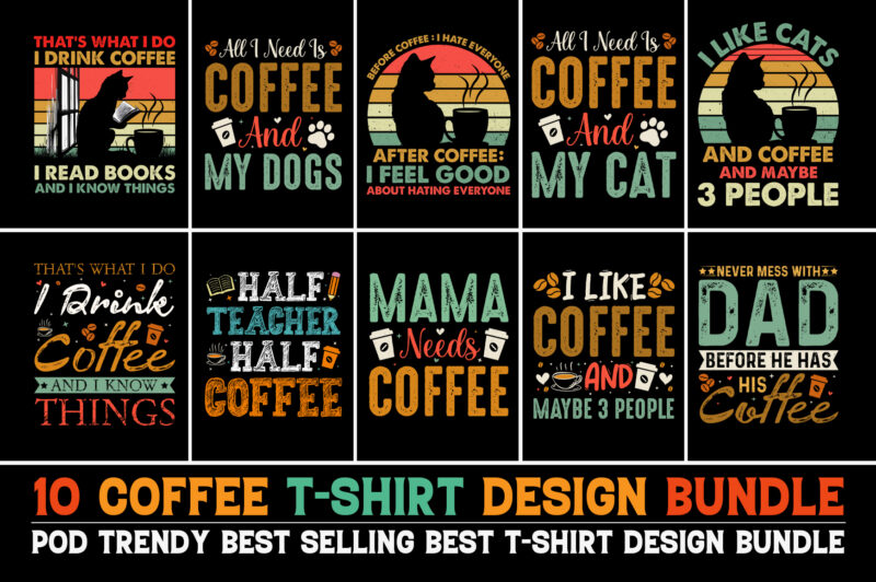 Coffee T-Shirt Design Bundle