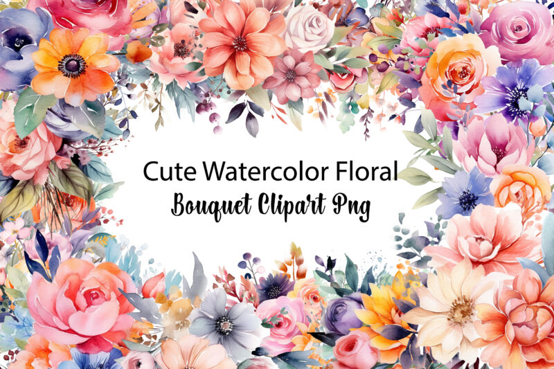 Cute Watercolor Floral Bouquet Clipart